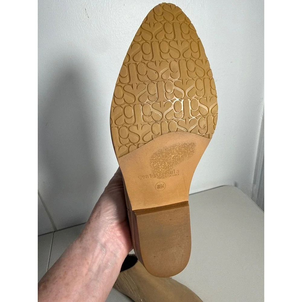 Gentle Souls Kenneth Cole Tan Leather Pointed Toe Ankle Boots Womens 8.5M